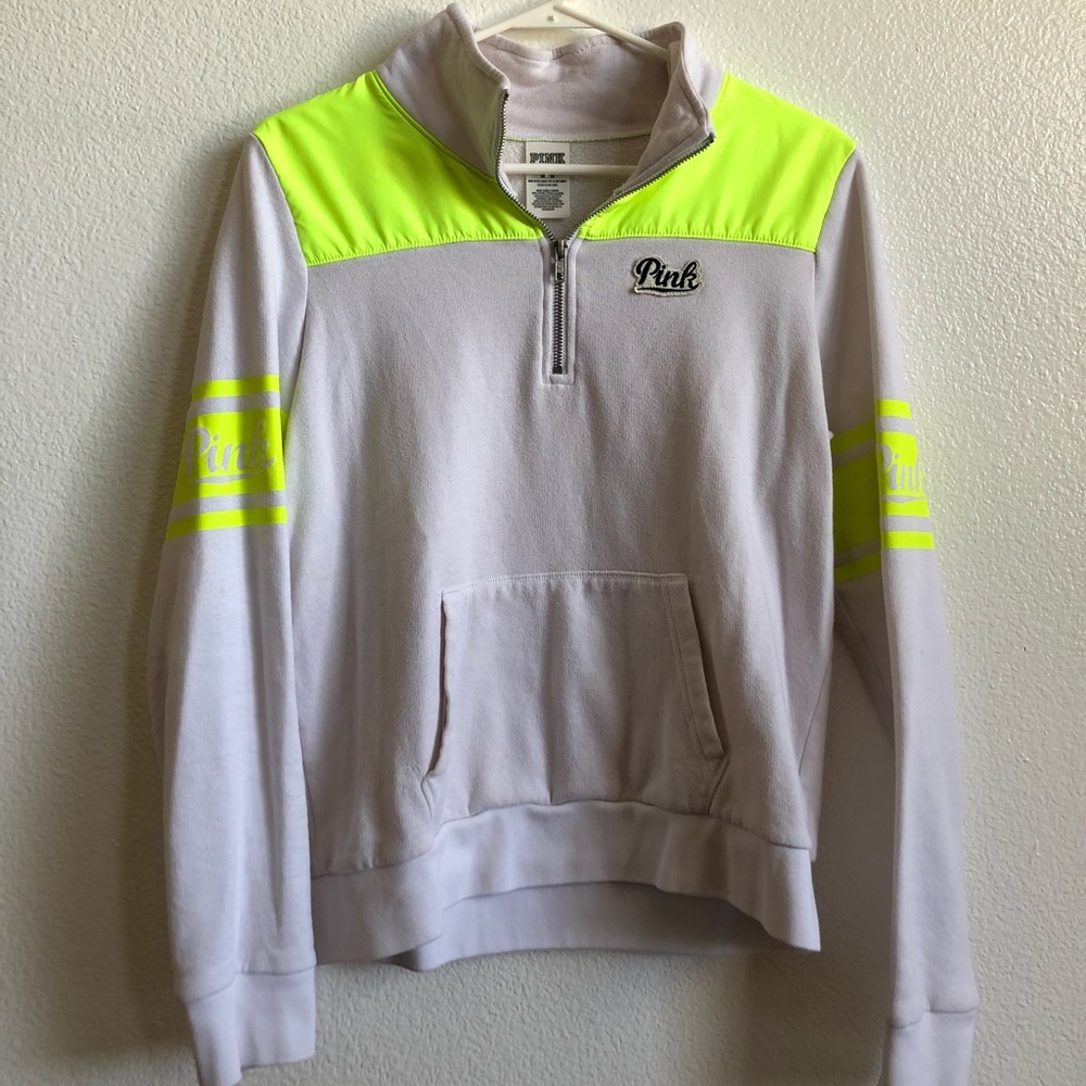 PINK 😍1/4 Zip Sweatshirt, NEON yellow accent! GUC
